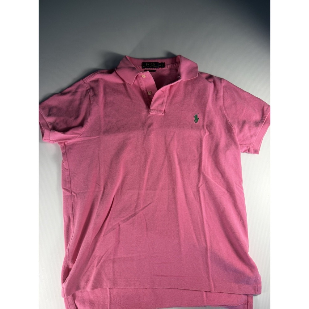 Polo Ralph Lauren Men's Solid Pink Short Sleeve Collared Polo Shirt M Logo